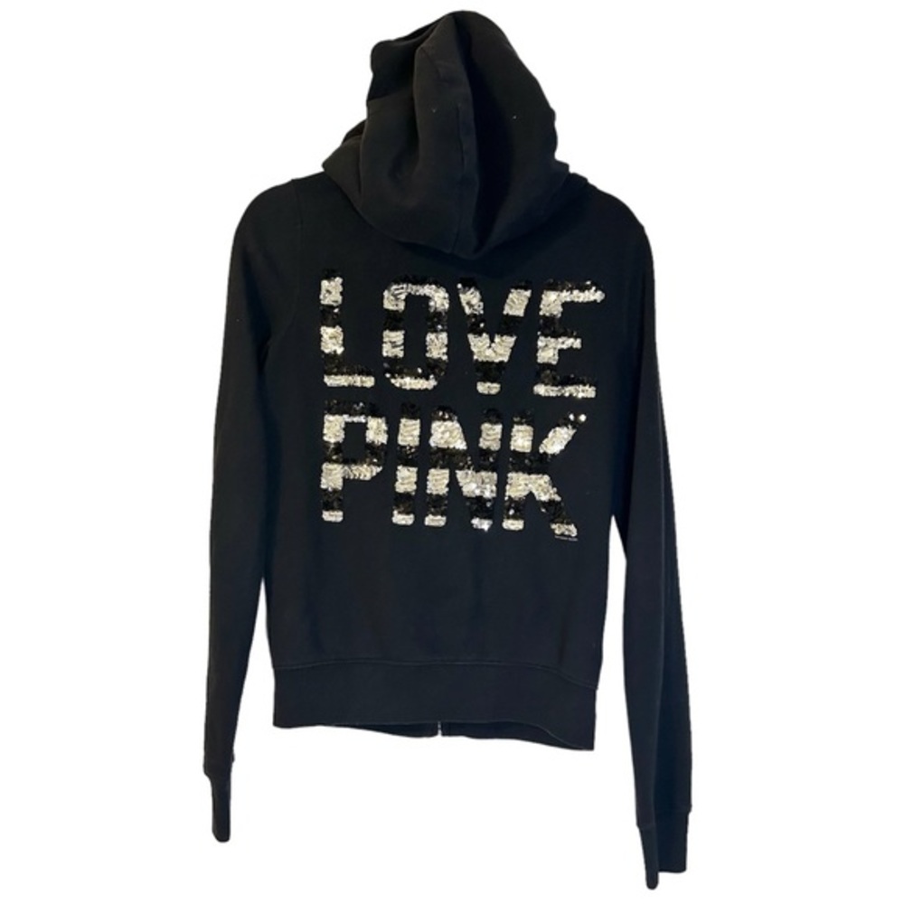 Victoria secret PINK bling sequins Love Pink Zip up hoodie size small sequins